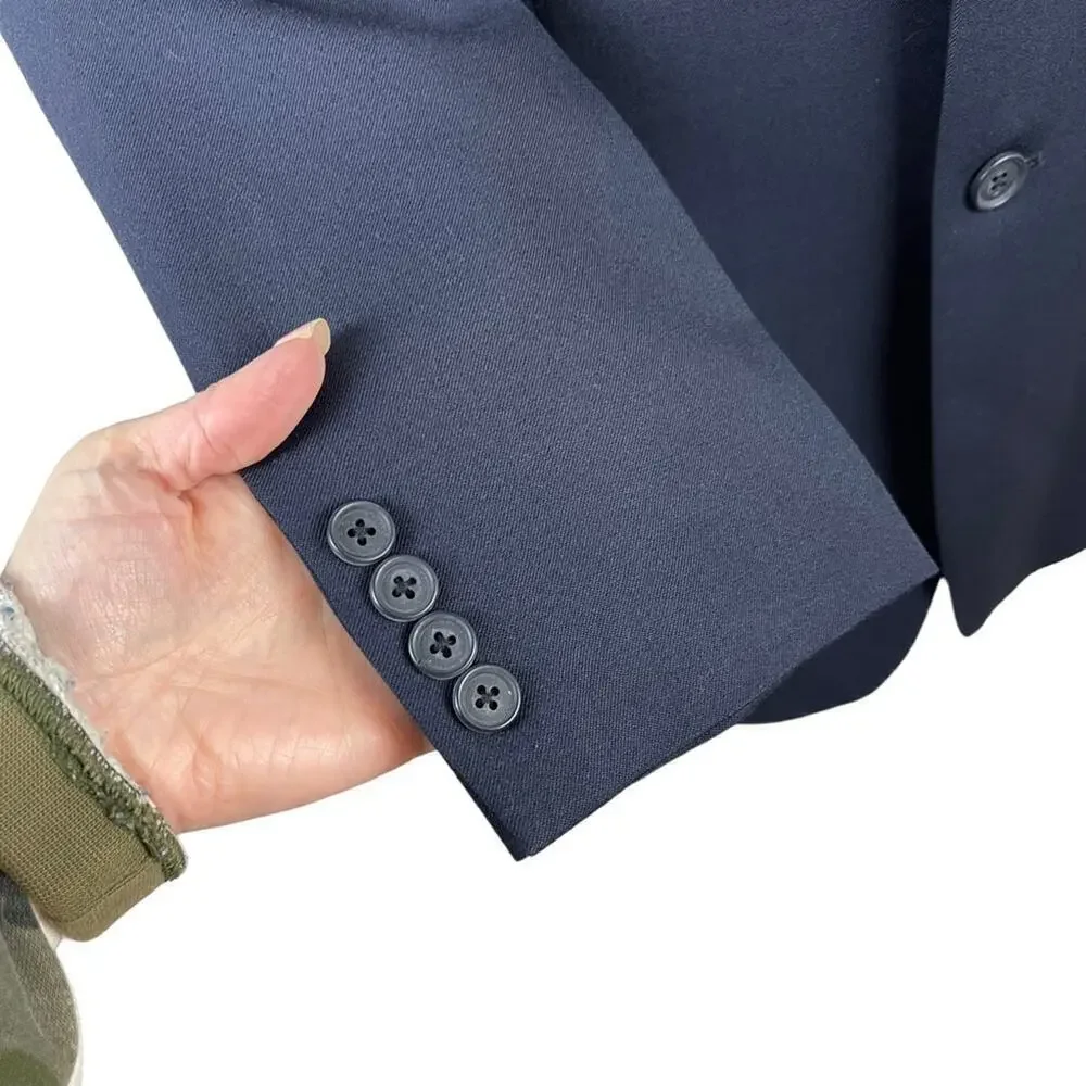Ralph Lauren Navy Men's 42L Single Breasted Two Button 100% Wool Suit Jacket